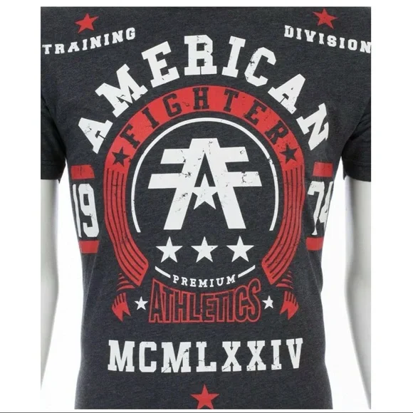 AMERICAN FIGHTER Dalton Black Red Athletic Fit Mens Crewneck T-shirt S-3XL NWT - Picture 5 of 9